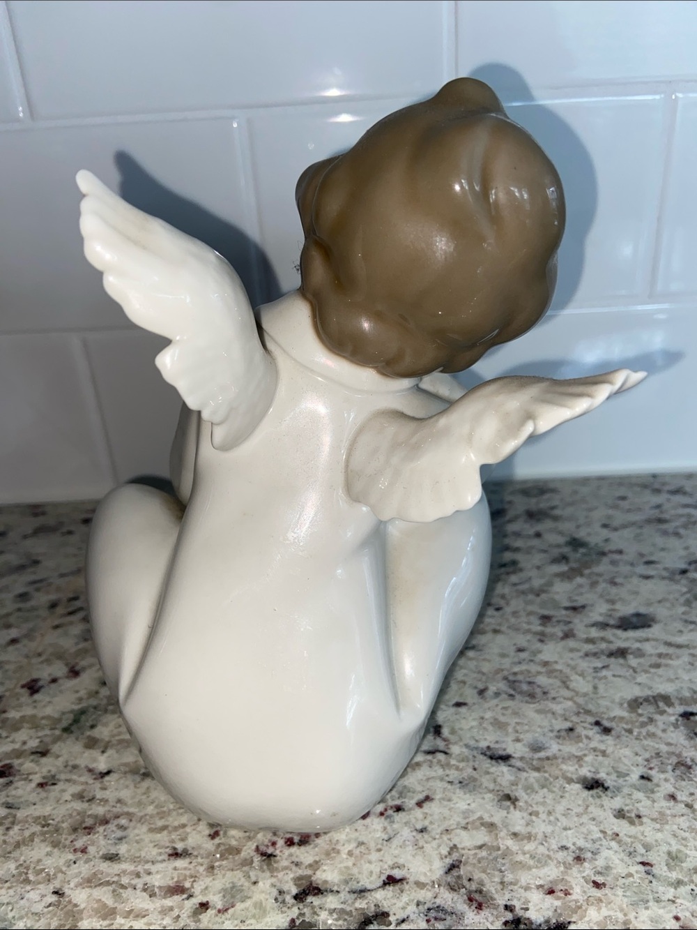Lladro Porcelain Sleeping Angel Figurine in White and Light Brown - Picture 3 of 9